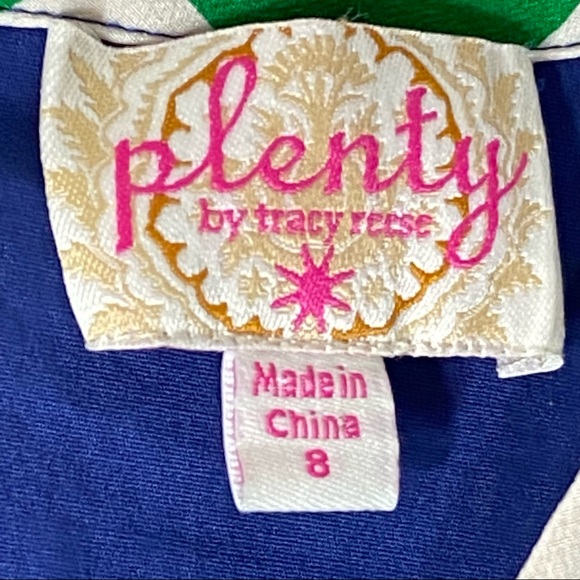 Plenty Tracy Reese Applique Frock Tiles Silk Dress With Pockets Blue White Sz 8 - Picture 9 of 11